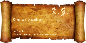 Komsa Zombor névjegykártya
